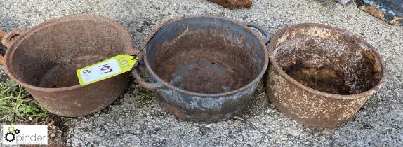 3 various cast iron Pans