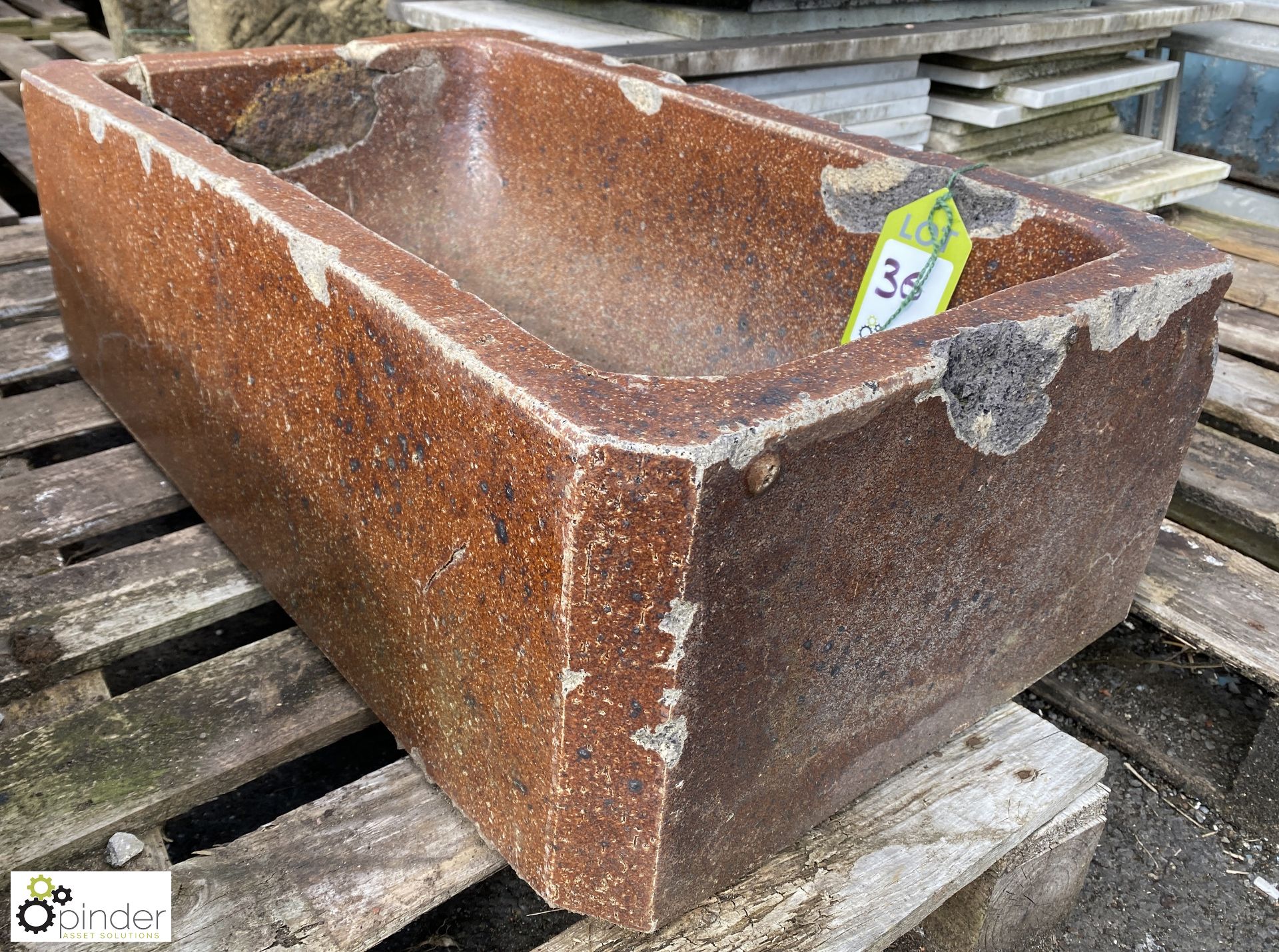 Salt glazed terracotta Trough, 750mm x 450mm x 260mm - Image 3 of 5