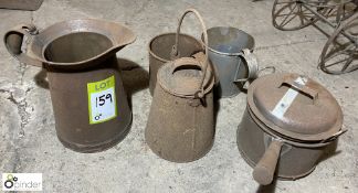 5 various steel Jugs, Pots and Pan