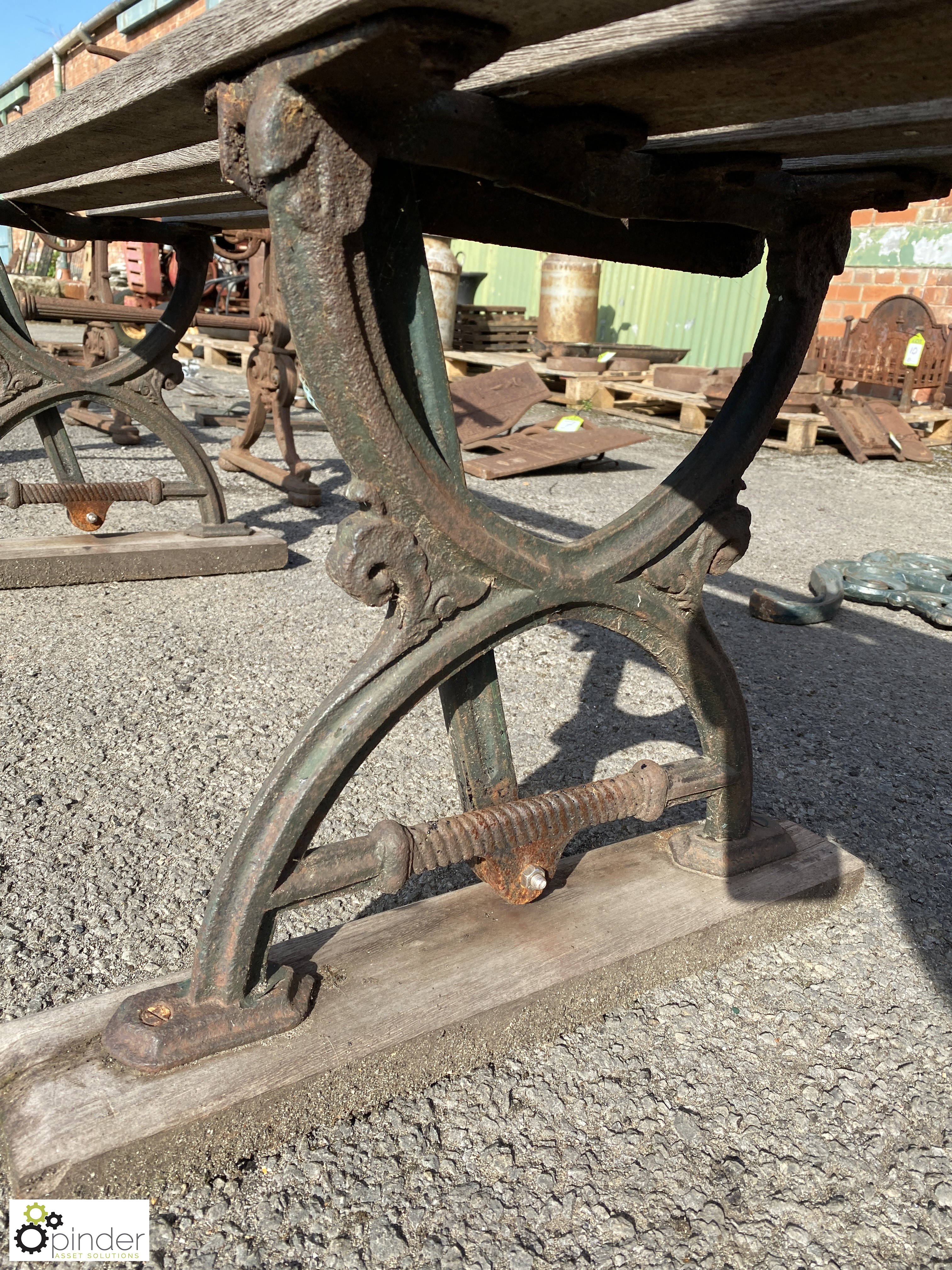 Antique Tram Bench, with reversible back, 3 cast iron ends, 1920mm x 850mm high - Image 9 of 10