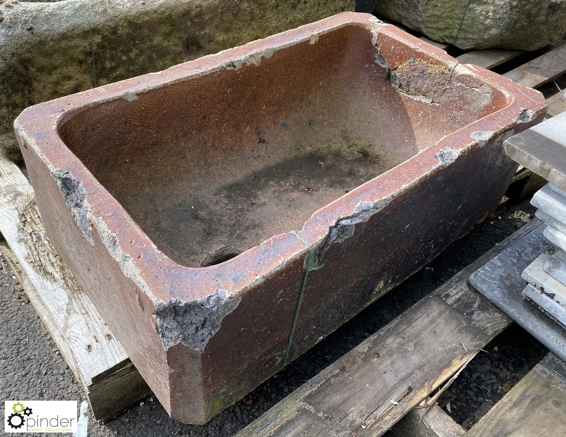 Salt glazed terracotta Trough, 750mm x 450mm x 260mm - Image 4 of 5