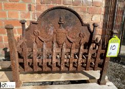 Antique cast iron Fire Basket, with decorative back