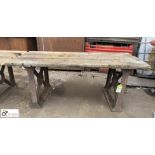 Industrial Workbench, with timber slatted top, 1750mm x 775mm x 720mm, and 2 cast iron Bases