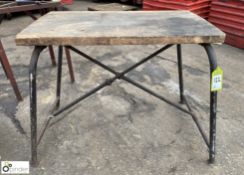 Antique tubular framed Workbench, 1000mm x 605mm x 88mm, with timber top