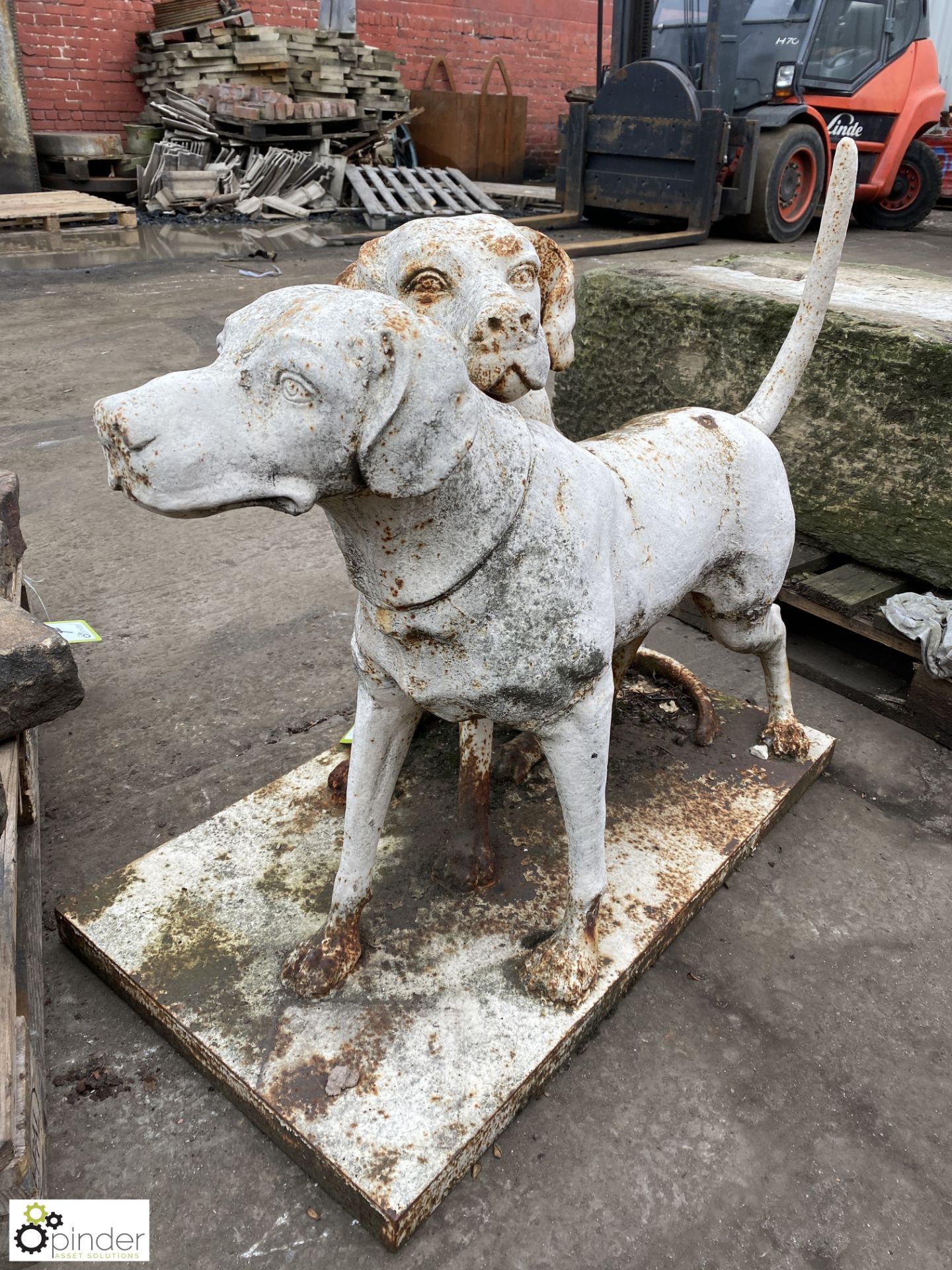 Victorian cast iron Statue of 2 dogs, base 890mm x 500mm, 800mm max height - Image 2 of 9