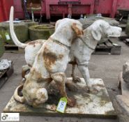 Victorian cast iron Statue of 2 dogs, base 890mm x 500mm, 800mm max height