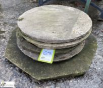 4 circular stone Stepping Stones, 440mm dia and octagonal Stepping Stones, 600mm dia
