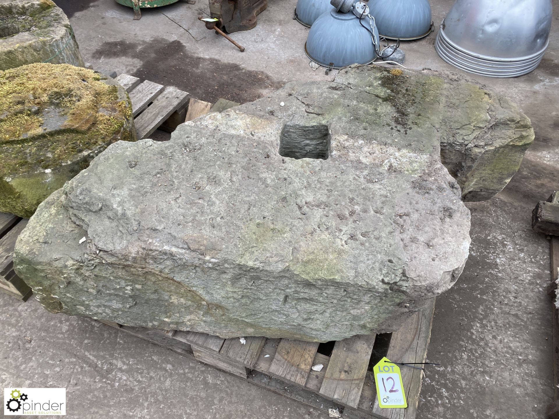 Derbyshire Millstone, 370mm thick, damaged - Image 3 of 7