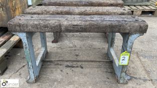 Antique Industrial Bench, with cast iron legs and timber slats, 920mm x 450mm x 520mm