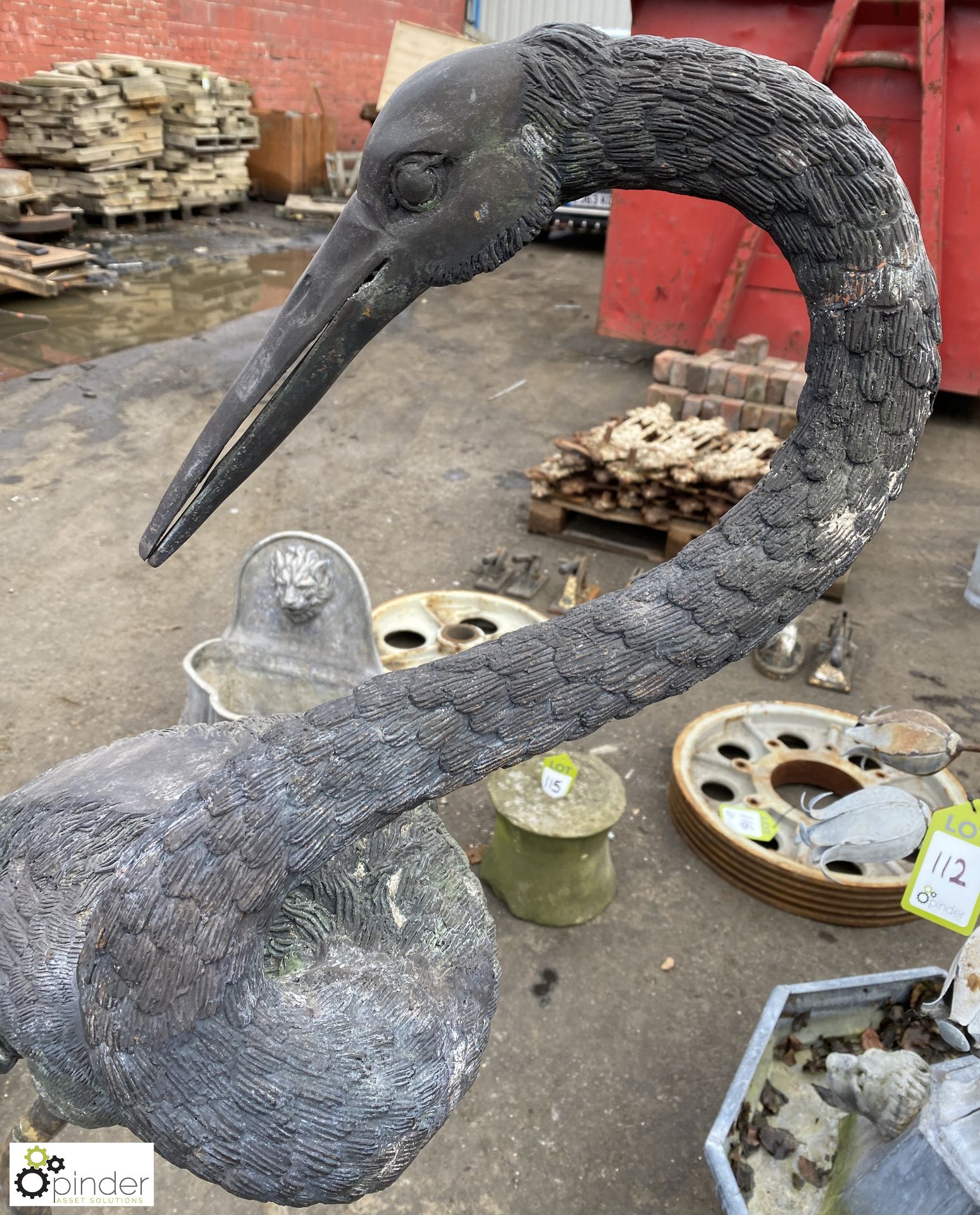 Bronze Statue of a crane, 1400mm tall - Image 6 of 12
