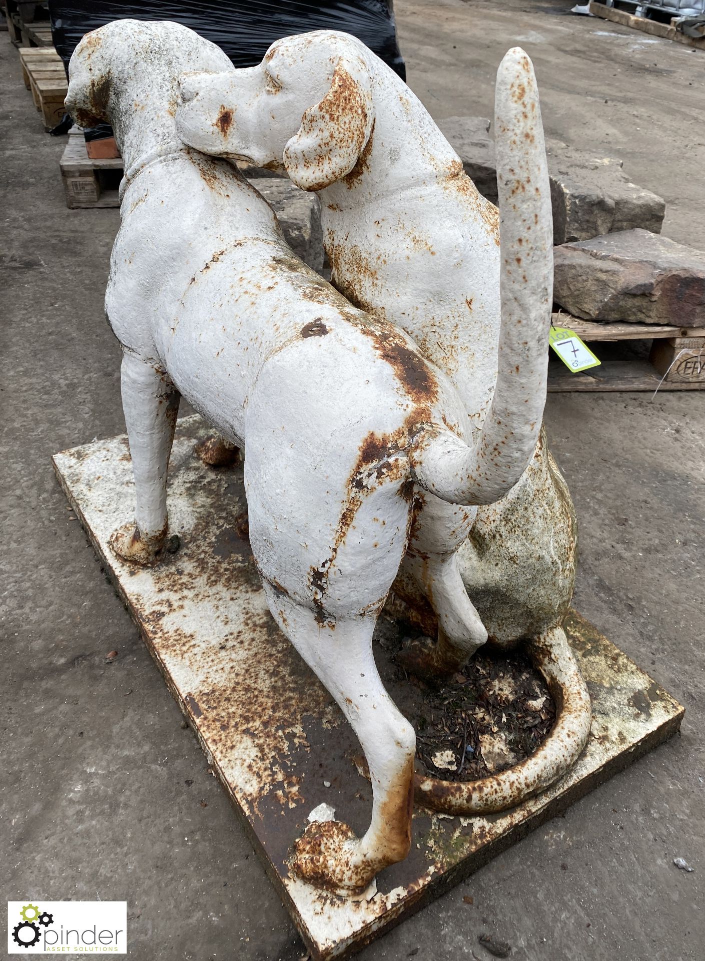 Victorian cast iron Statue of 2 dogs, base 890mm x 500mm, 800mm max height - Image 7 of 9