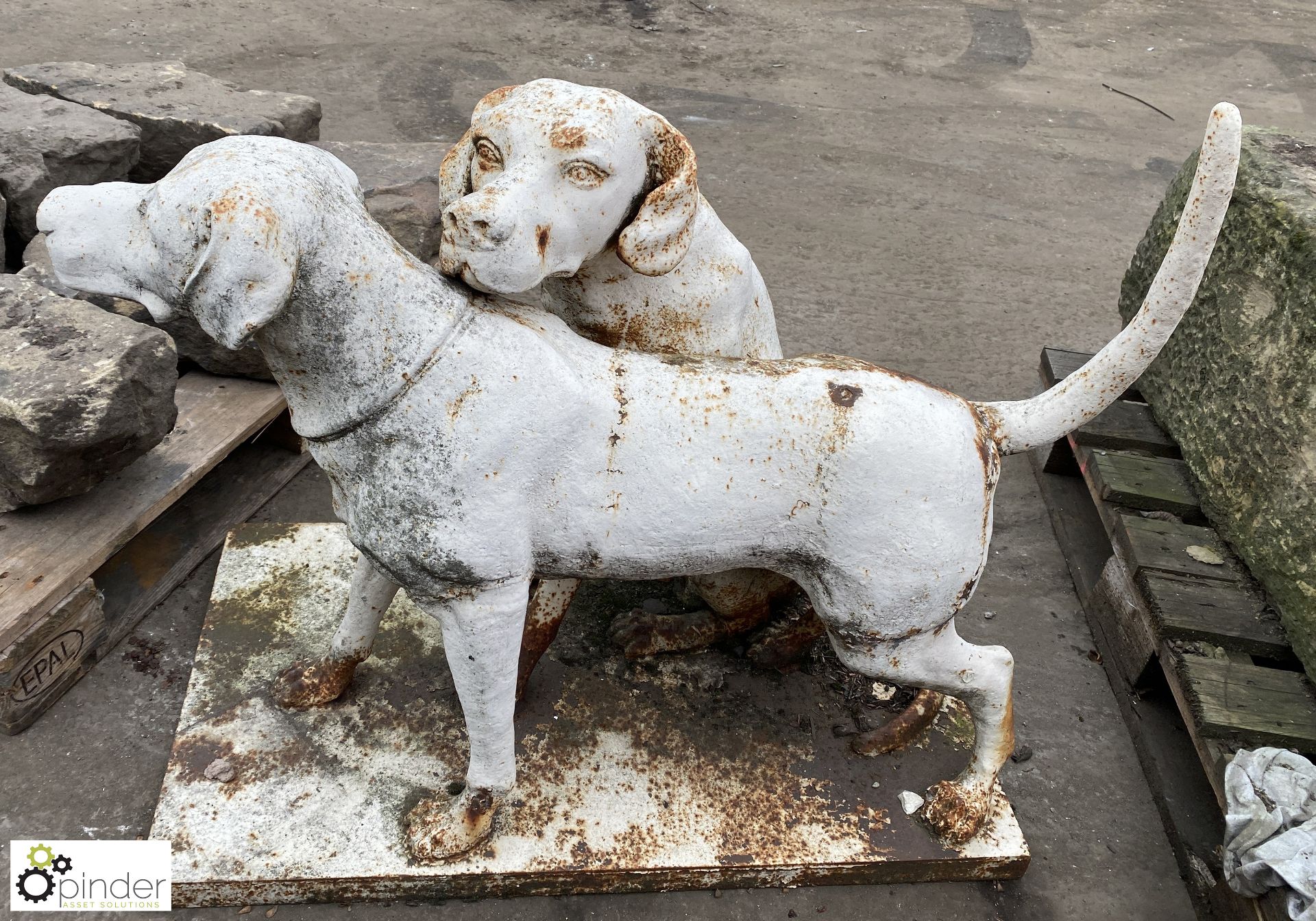 Victorian cast iron Statue of 2 dogs, base 890mm x 500mm, 800mm max height - Image 3 of 9
