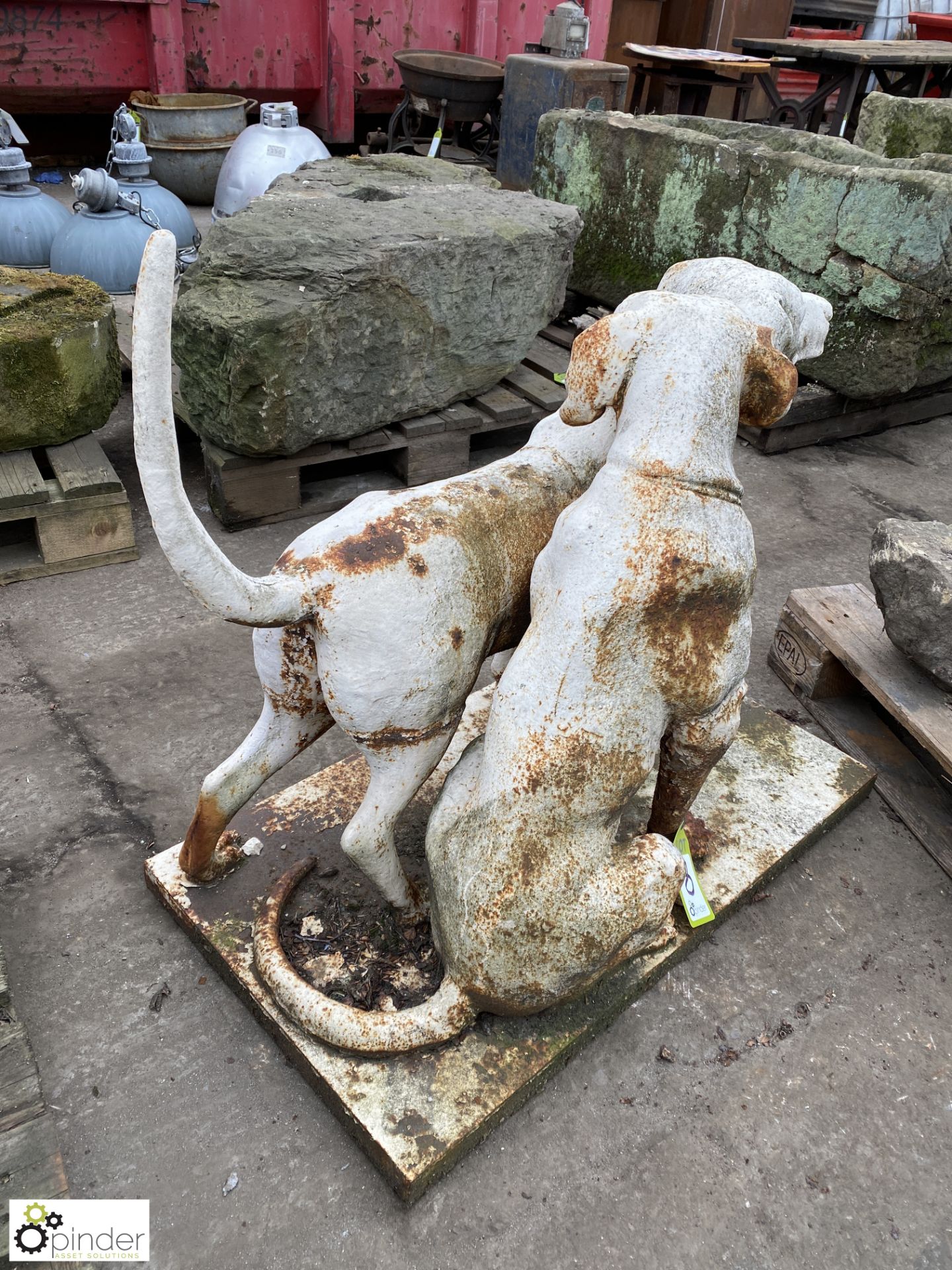 Victorian cast iron Statue of 2 dogs, base 890mm x 500mm, 800mm max height - Image 8 of 9