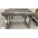 Antique Industrial Bench, with cast iron legs and timber slats, 920mm x 450mm x 520mm