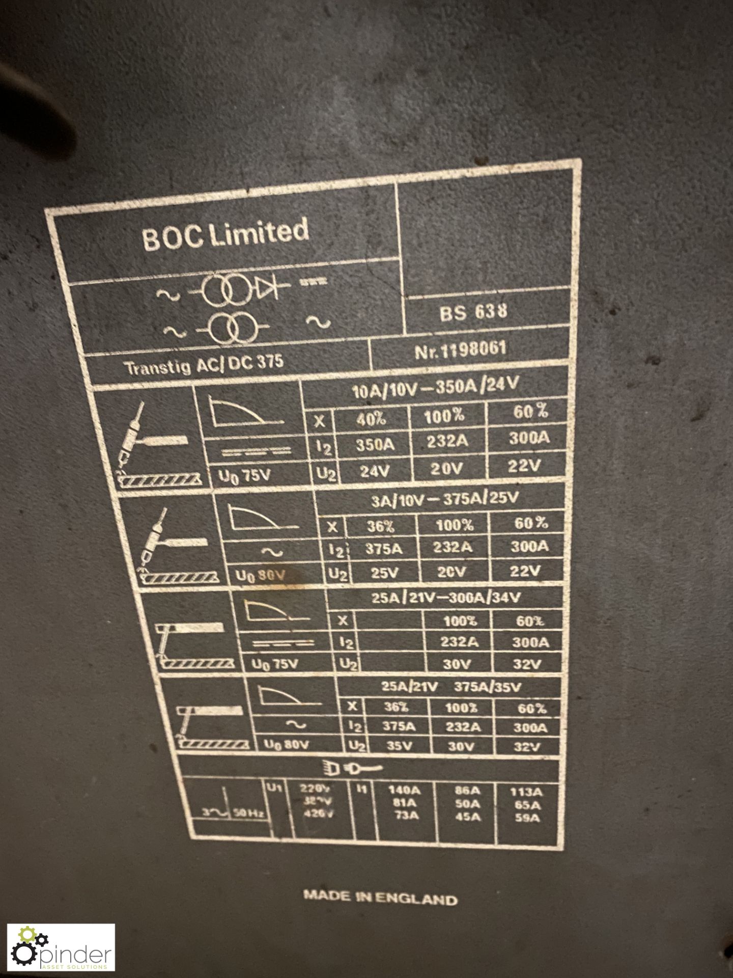 BOC Transtig AC/DC 375 Tig Welding Set, 375A, 415volts - Image 6 of 8