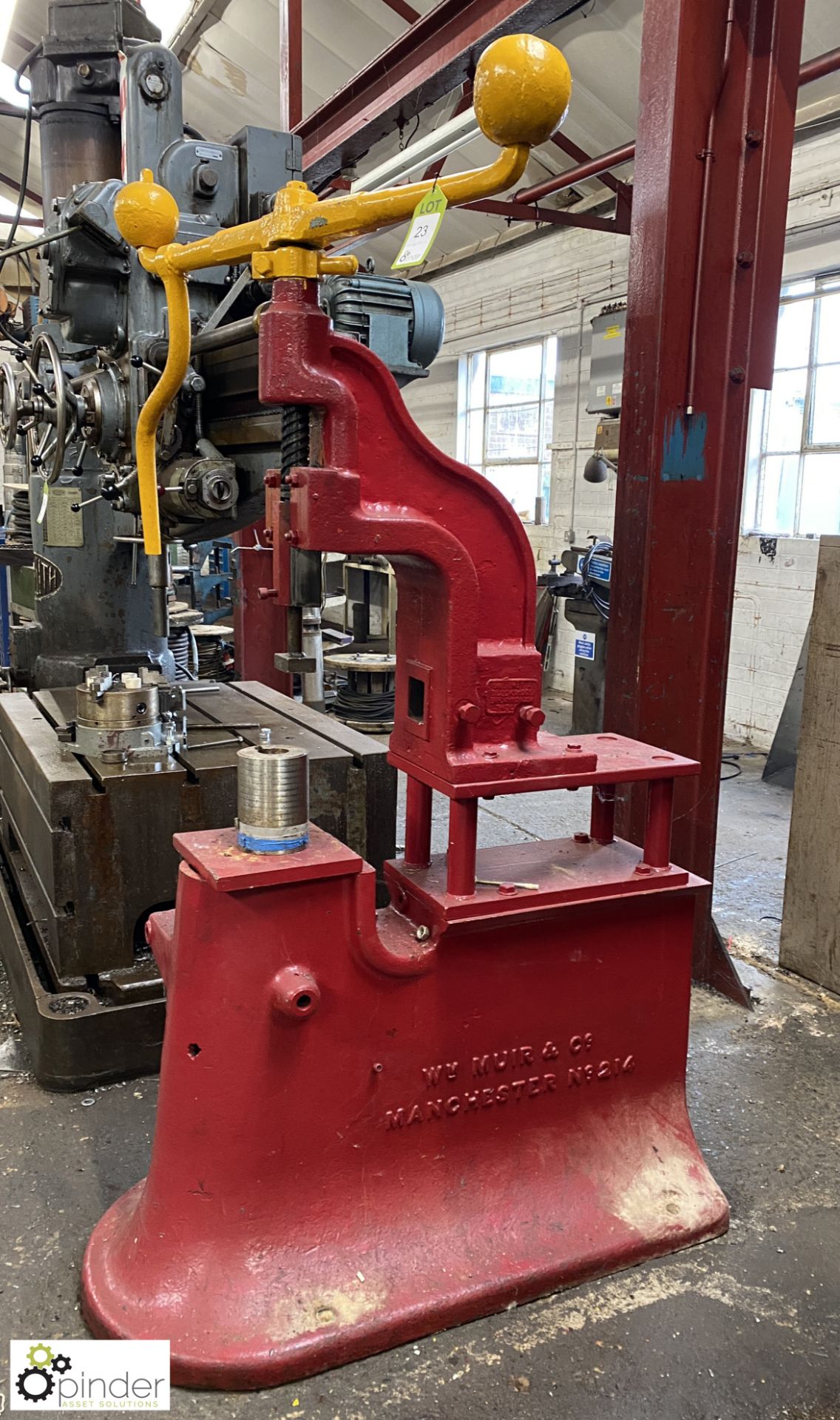 Sweeney & Blockside manual Fly Press, mounted on cast iron base