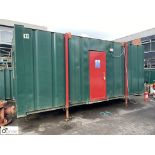 Secure Jackleg Office Cabin, 6250mm x 2700mm x 2600mm (not including legs), with electric wall