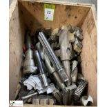 Quantity various heavy duty Drills, Tools and Chuck Teeth, to crate
