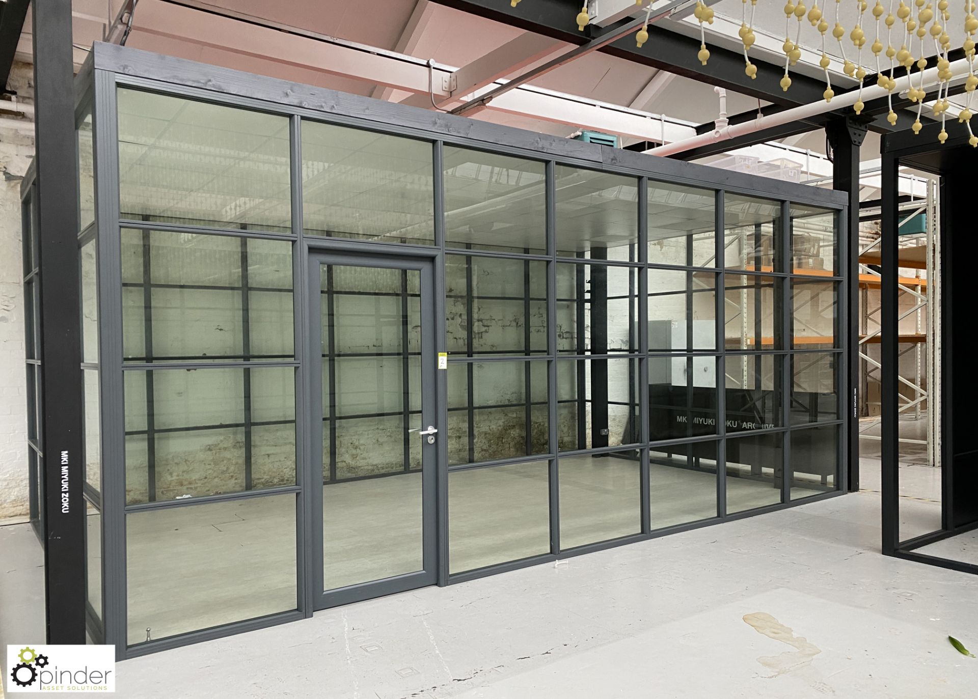Aluminium and glazed Office Pod, 7000mm x 4000mm x 3150mm external measurements, with single door,