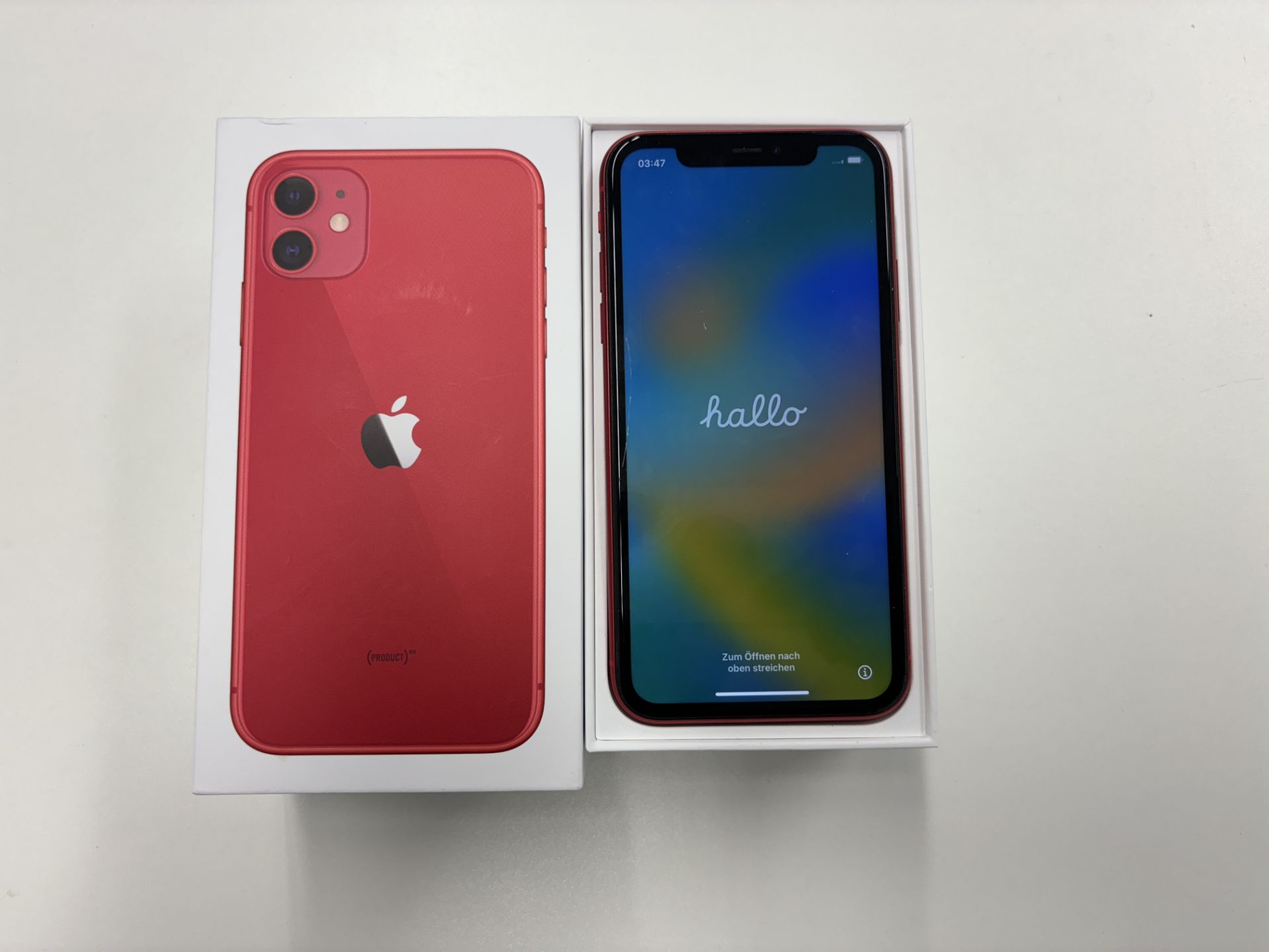 Apple iPhone 11, 128GB, red, model A2221, comes with original box with unused headphones, charger