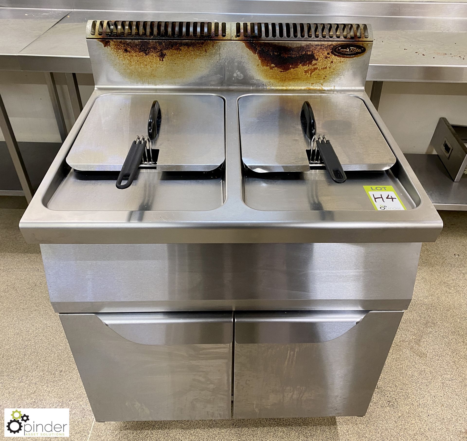 Cook Rite stainless steel gas fired double basket Deep Fat Fryer, with baskets and lids, 800mm x - Image 2 of 8