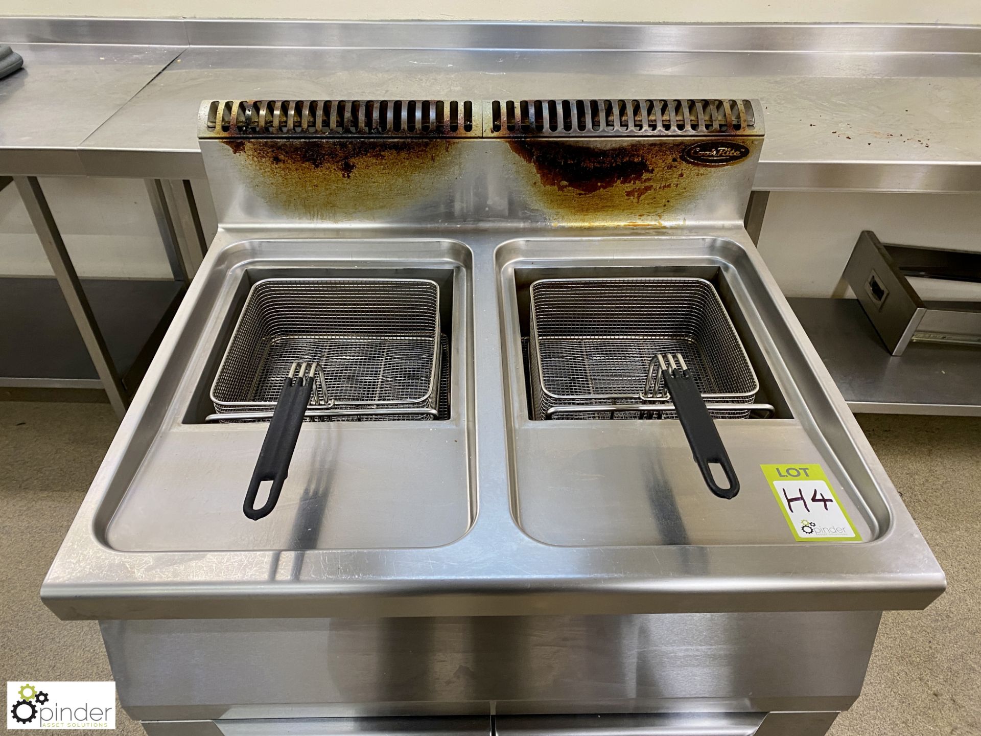 Cook Rite stainless steel gas fired double basket Deep Fat Fryer, with baskets and lids, 800mm x - Image 3 of 8