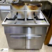 Cook Rite stainless steel gas fired double basket Deep Fat Fryer, with baskets and lids, 800mm x