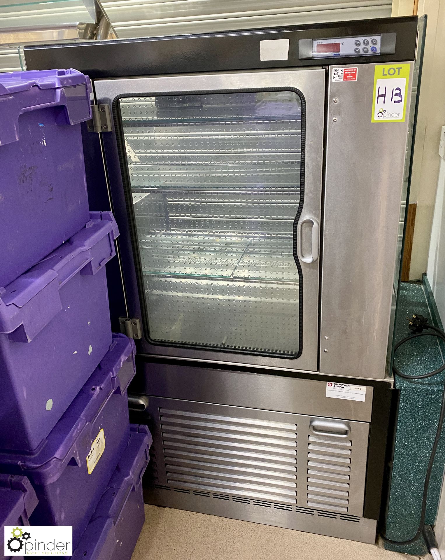 Dixell stainless steel glazed Display Fridge Counter, 240volts, 900mm x 760mm x 1420mm