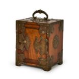 A CHINESE HARDWOOD JEWELLERY BOX, 20TH CENTURY