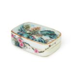 A CHINESE FAMILLE ROSE BOX & COVER, QIANLONG FOUR CHARACTER MARK BUT LATER, REPUBLIC PERIOD