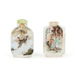 TWO CHINESE INSCRIBED INSIDE PAINTED SNUFF BOTTLES, REPUBLIC PERIOD
