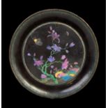 A LAC-BURGAUTE FLORAL DISH, QIANLI TWO CHARACTER MARK, KANGXI PERIOD (1662-1722)