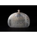 A CARVED & RETICULATED CHRISTIAN LAST SUPPER MOTHER OF PEARL SHELL, 19TH CENTURY