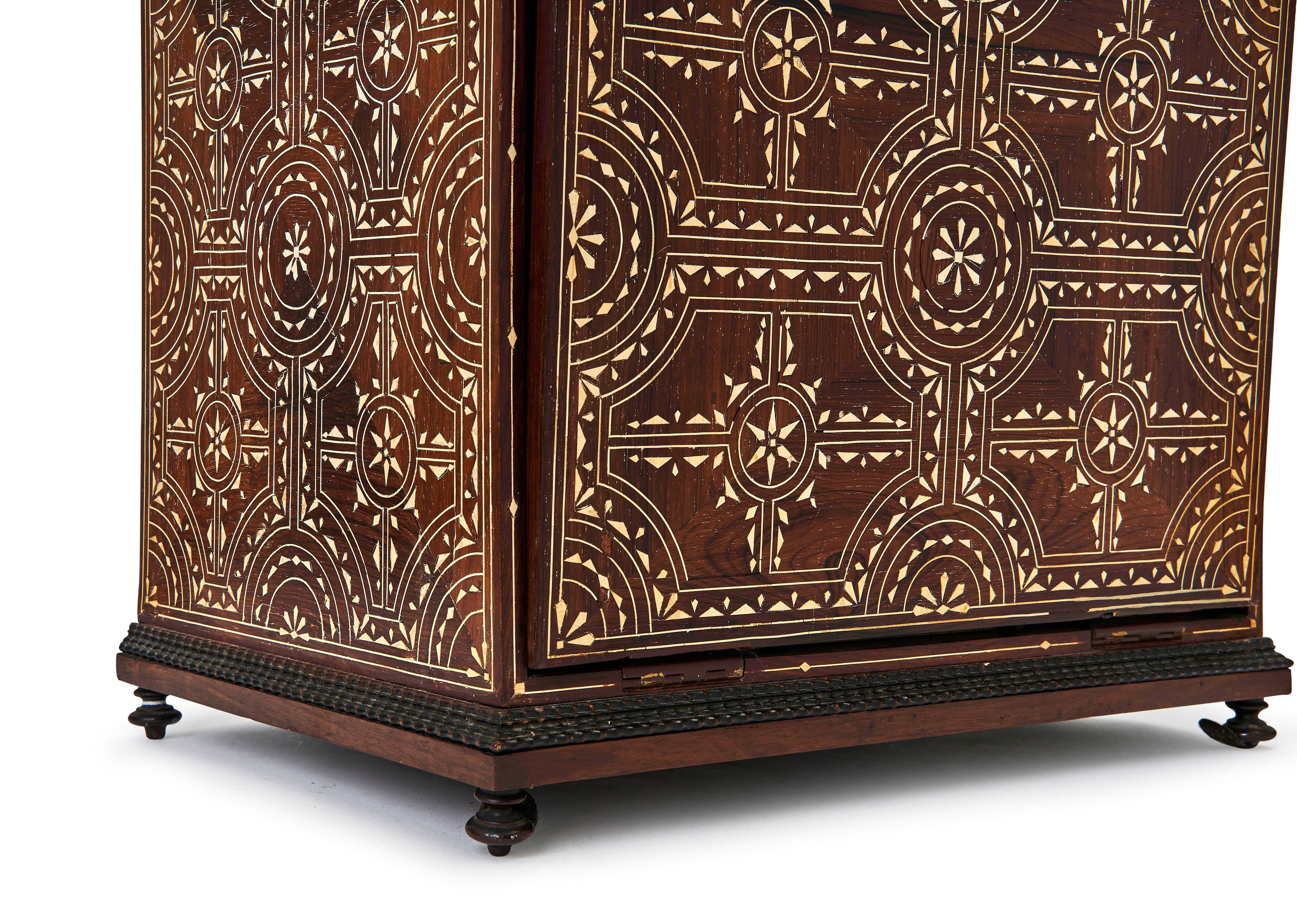 A GESSO & REISIN INLAID WRITING TABLE CABINET, 19TH CENTURY, ITALIAN OR GERMANY - Image 5 of 5