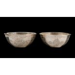 A PAIR OF SILVER ENGRAVED "HEALING BOWLS" PROBABLY EGYPT