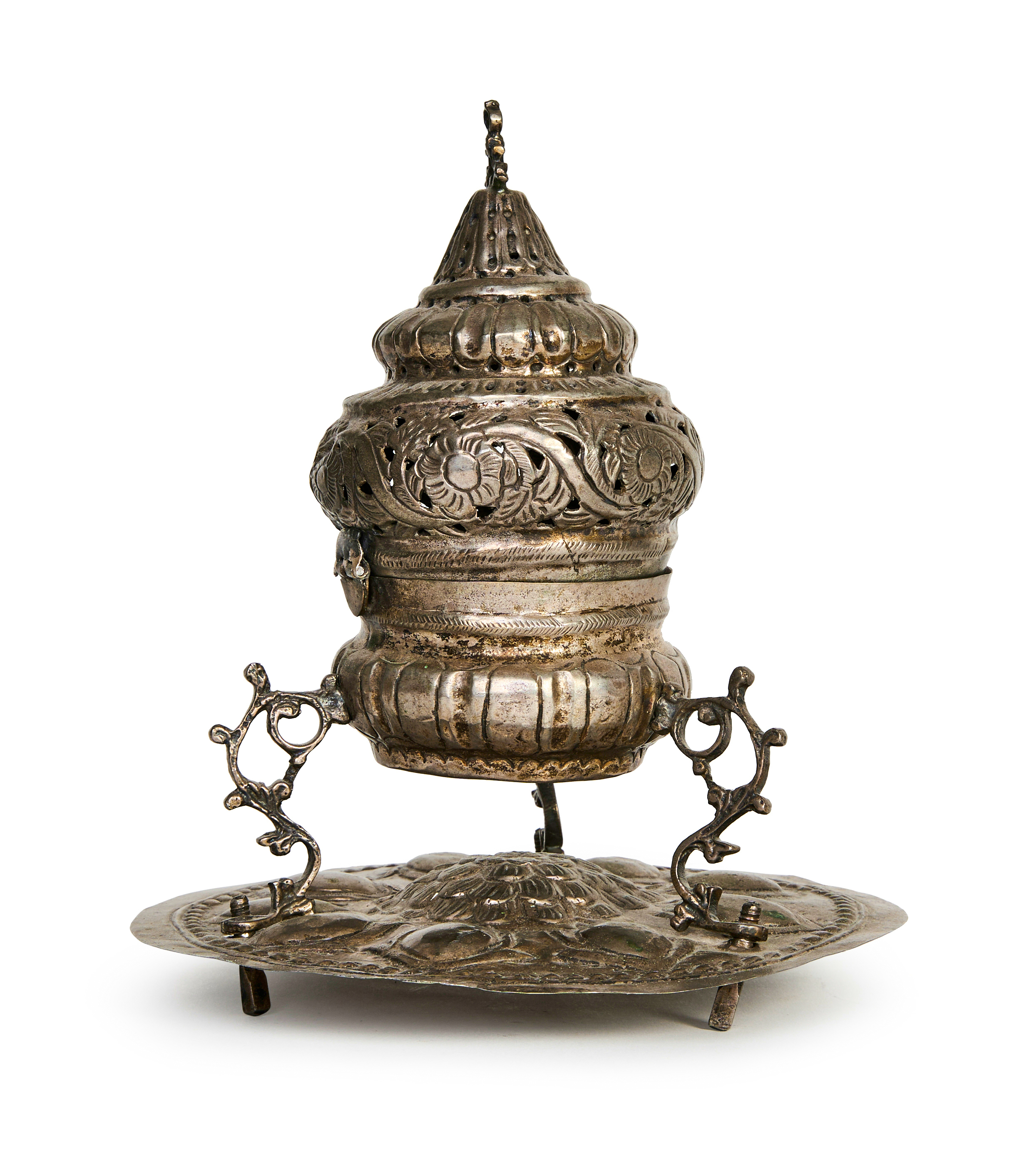 AN OTTOMAN SILVER INCENSE BURNER, 19TH CENTURY, TURKEY