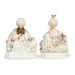 A PAIR OF SEATED SULTAN & SULTANA FIGURINES, JACOB PETIT, 19TH CENTURY FRANCE