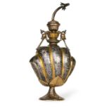 A LARGE SILVER GILT BIDRI ROSEWATER SPRINKLER, 19TH CENTURY, INDIA