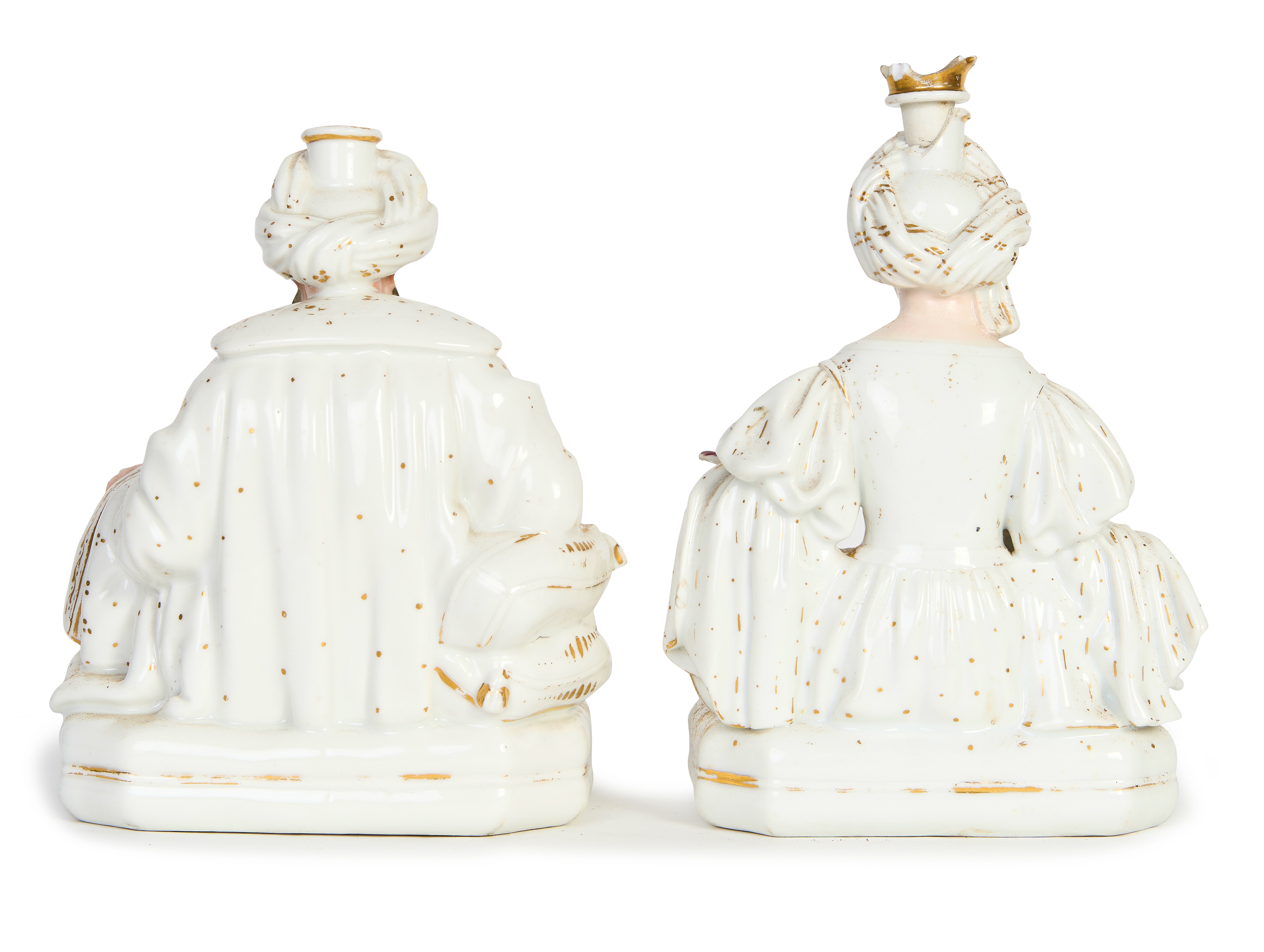 A PAIR OF SEATED SULTAN & SULTANA FIGURINES, JACOB PETIT, 19TH CENTURY FRANCE - Image 3 of 4