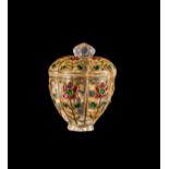 A MUGHAL GEM SET ROCK CRYSTAL LIDDED CUP, 19TH CENTURY OR LATER