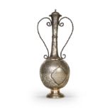 A LARGE QAJAR SILVER TWIN HANDLE VASE, 19TH CENTURY, PERSIA