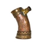 AN INDIAN HORN SHAPED COPPER HUQQA BASE, 19TH CENTURY