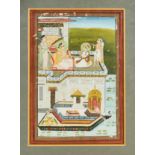 A MUGHAL MINIATURE A PRINCE & HIS MONTHER AT THE TERRACE, 18TH/19TH CENTURY
