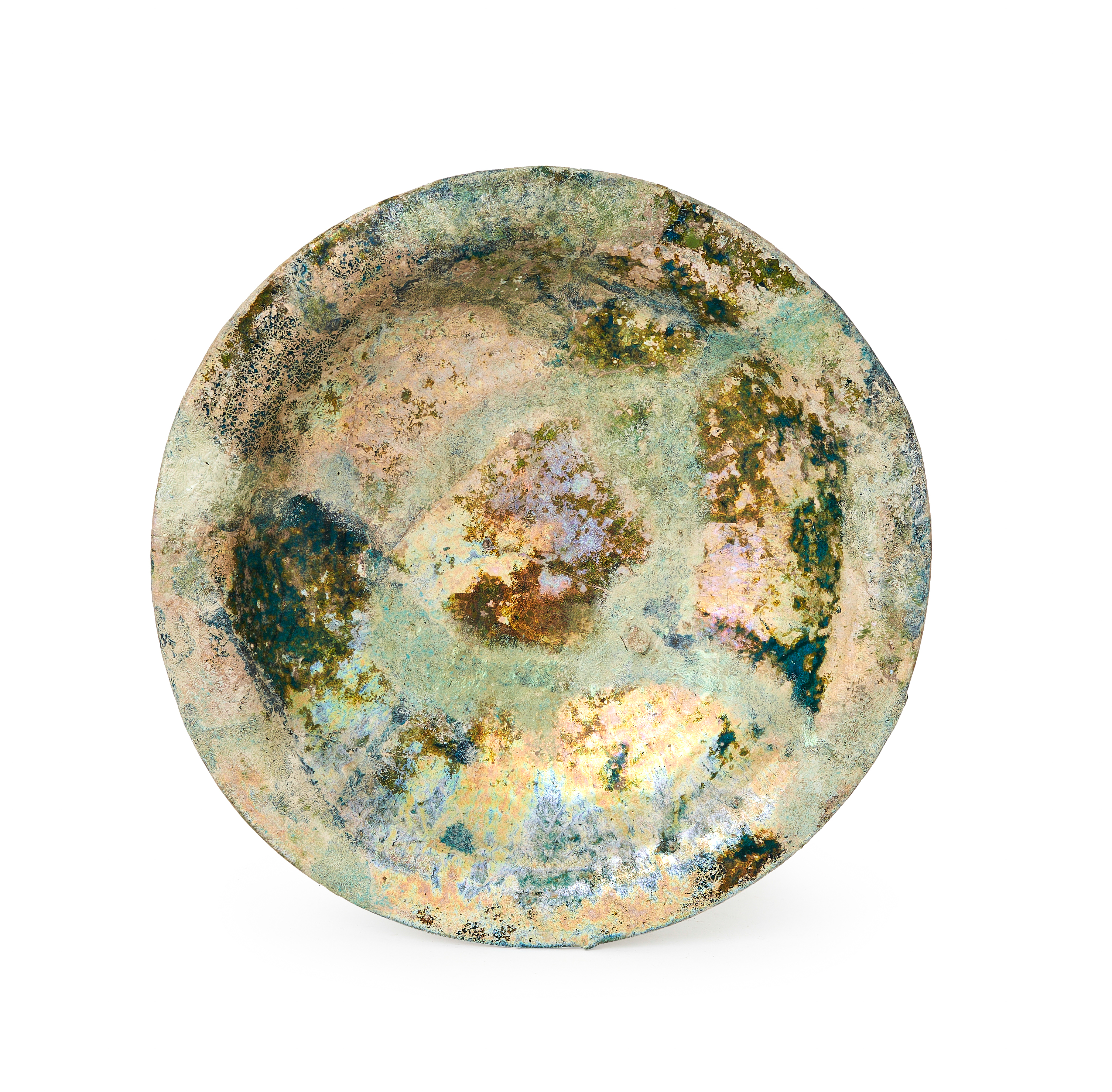 A KASHAN TURQUOISE GLAZED POTTERY DISH, 12TH CENTURY IRAN