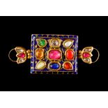 A RARE GOLD & ENAMEL GEM SET BAZUBAND, 19TH CENTURY, MUGHAL, INDIA