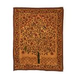 FINE INDIAN WALL HANGING TEXTILE, TREE OF LIFE, 20TH CENTURY