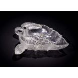 A MUGHAL CARVED ROCK CRYSTAL DISH IN THE FORM OF A LEAF, 19TH CENTURY, INDIA