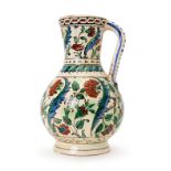 A LARGE IZNIK POTTERY JUG OTTOMAN TURKEY, 17TH CENTURY