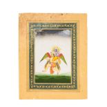 AN INDIAN MINIATURE OF VISHNU ON GARUDA, MUGHAL, INDIA, 19TH CENTURY