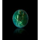 A ROMAN BLOODSTONE INTAGLIO OF A SEATED ZEUS CIRCA 2ND-3RD CENTURY A.D.
